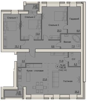планировка квартиры 142 м2